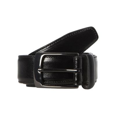 Big and tall designer black coated leather belt